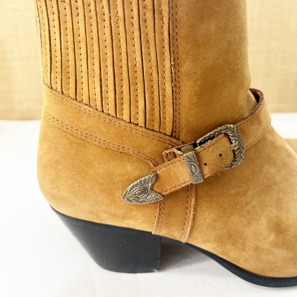 Dingo Western Ankle Boot Pull On Bootie Brown Suede Buckle Strap size 8 M - Picture 7 of 13